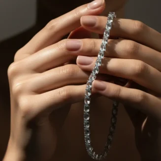 Aquamarine Topaz Style Oval Tennis Bracelet – Icy Silver Line Jewelry