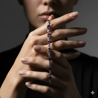 Amethyst Purple Style Oval X-Link Bracelet – Silver Gemstone Jewelry